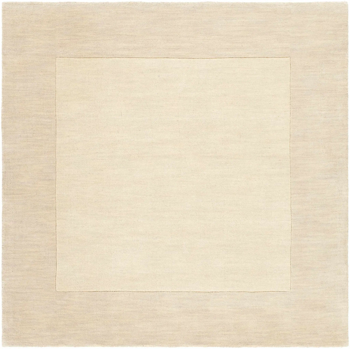 Bordered Solid Beige Cream Wool Rug, photo 9 of 16