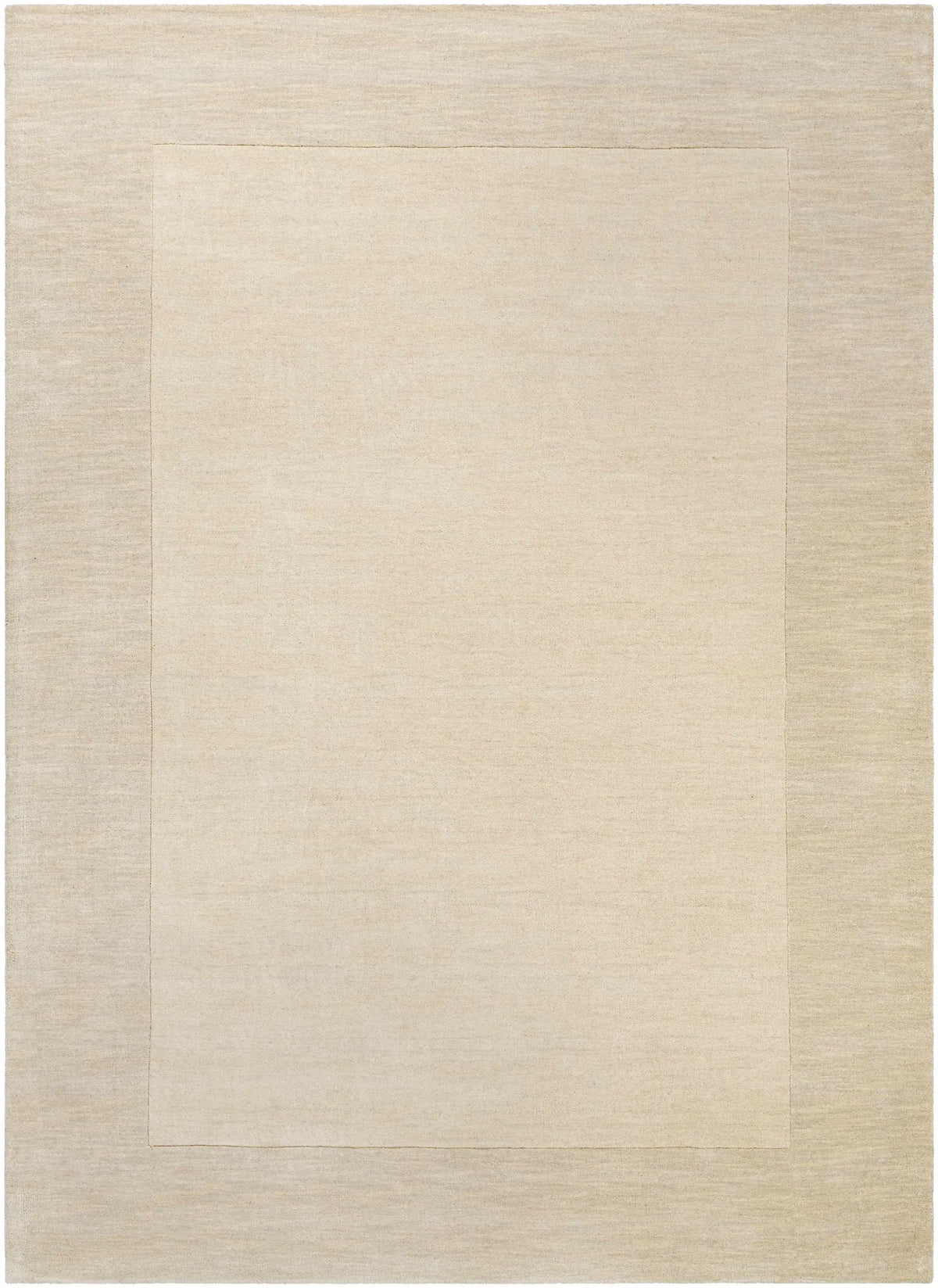 Bordered Solid Beige Cream Wool Rug, photo 10 of 16