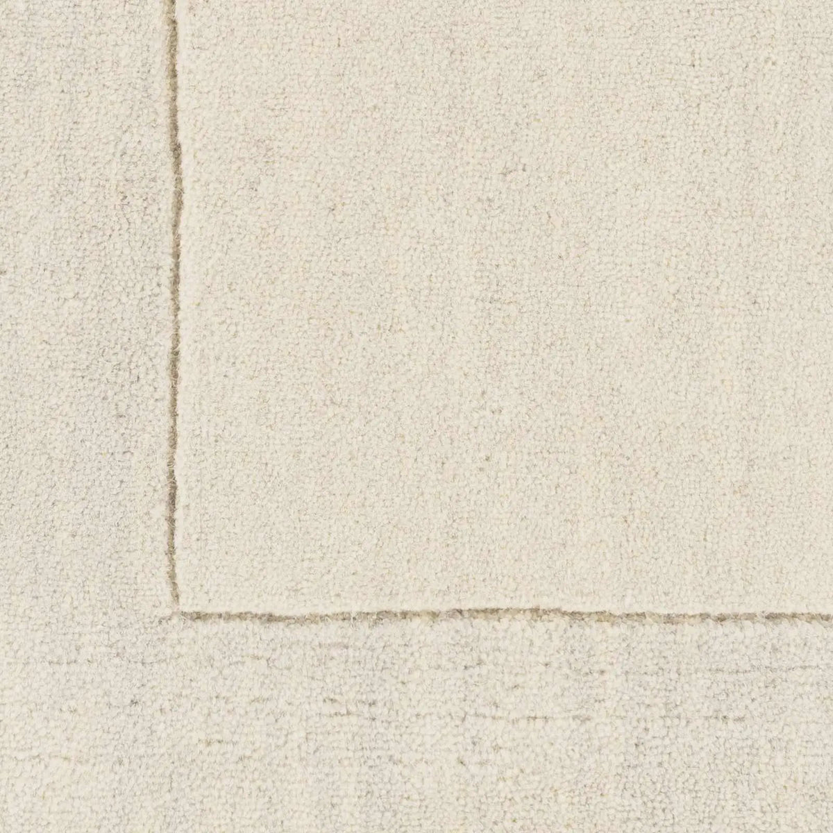 Bordered Solid Beige Cream Wool Rug, sample swatch