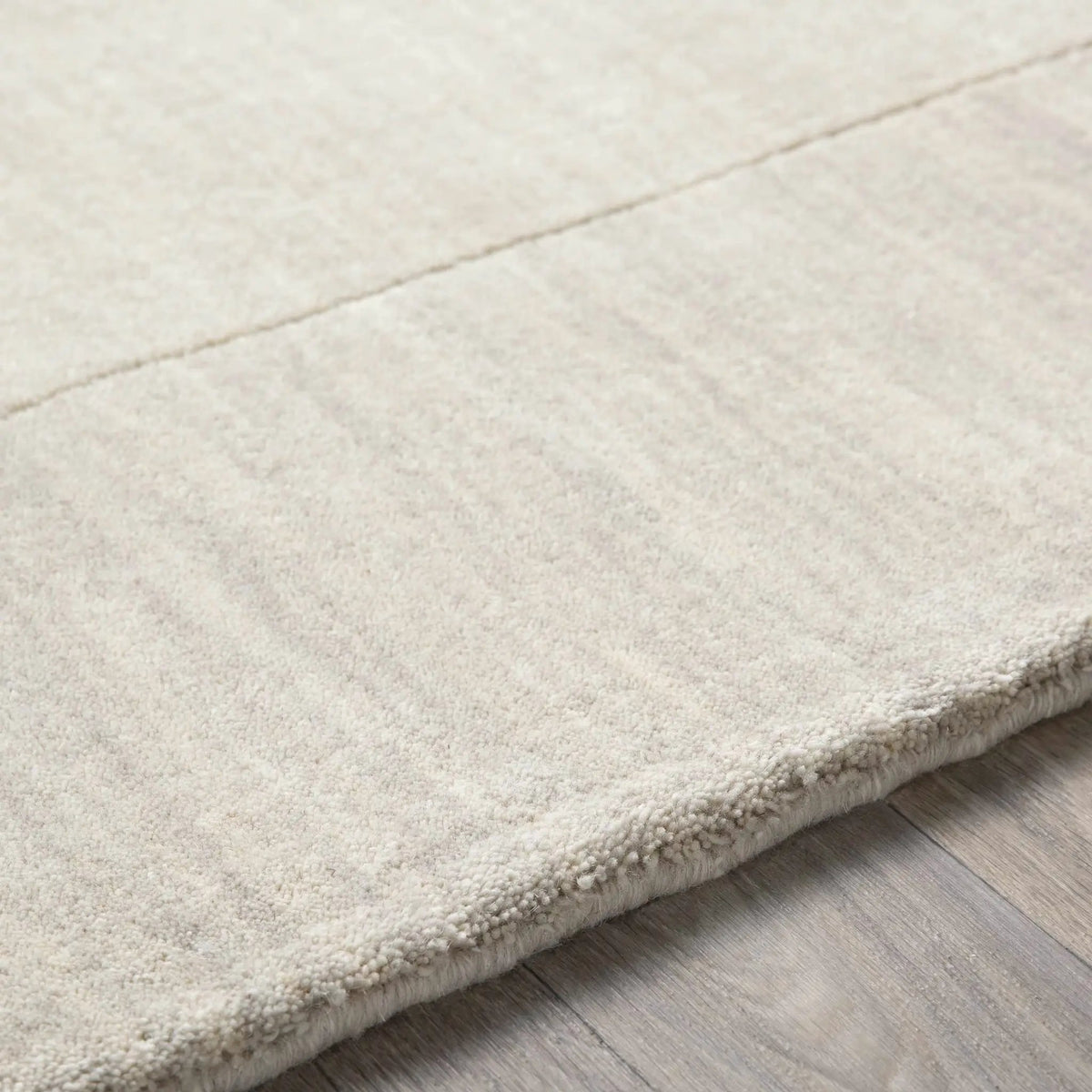 Bordered Solid Beige Cream Wool Rug, photo 4 of 16