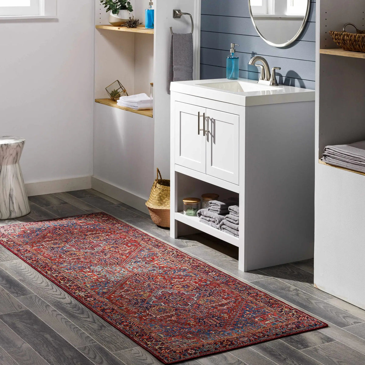 Ronneby Red Traditional Area Rug, installed in a room 2