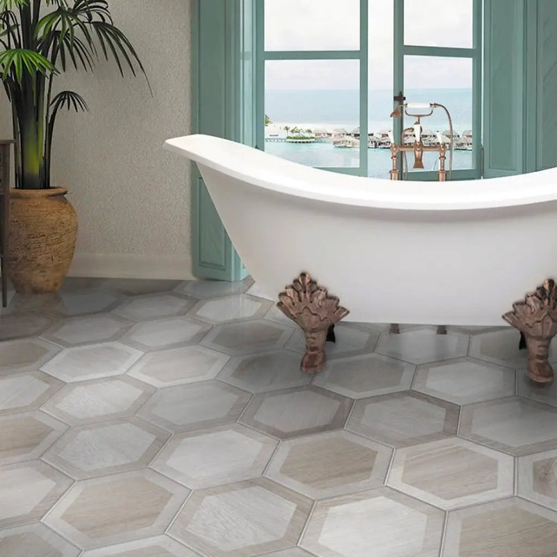 Mink Gray 10x10 Matte Hexagon Porcelain Tile (20 pack, 10.43 sq ft/case) by Apollo Tile