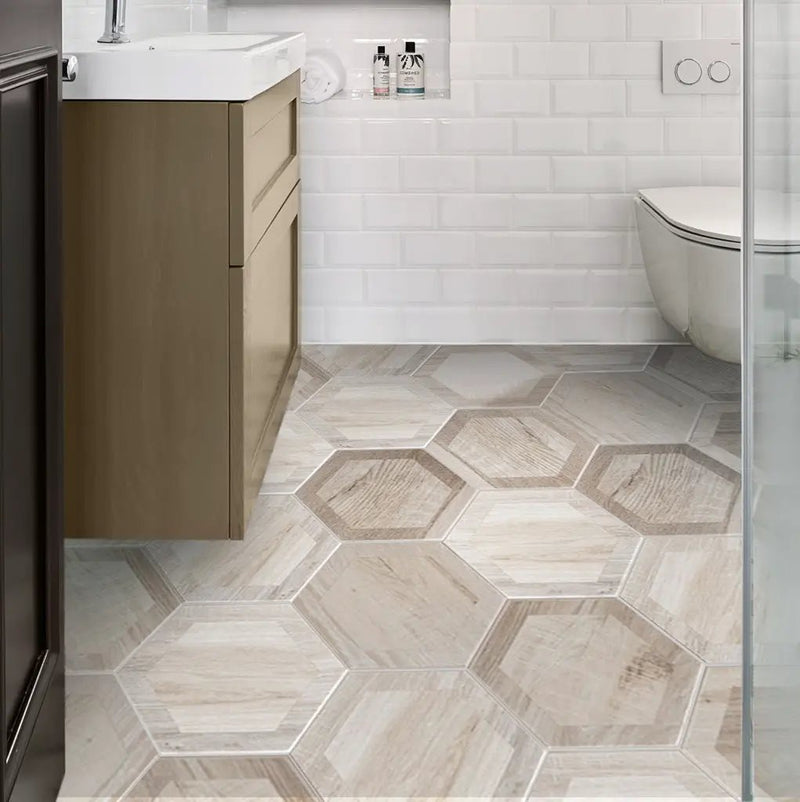 Beige 10x10 Matte Hexagon Porcelain Tile (20 pack, 10.43 sq ft/case) by Apollo Tile