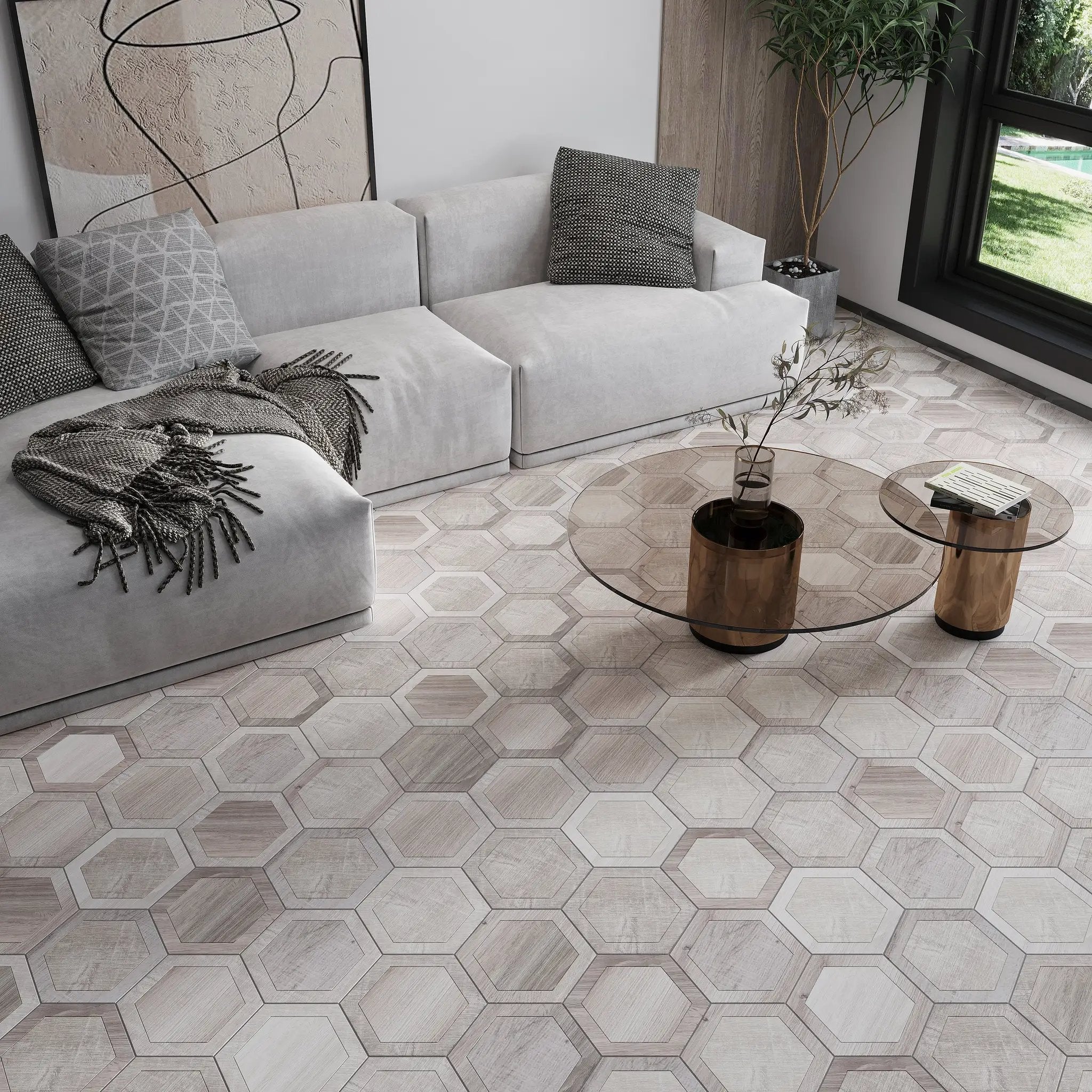 Mink Gray 10x10 Matte Hexagon Porcelain Tile (20 pack, 10.43 sq ft/case) by Apollo Tile
