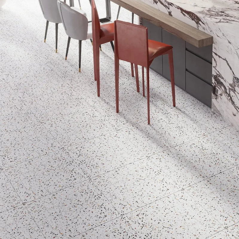 Bright White with Multi flecks 24x24 Matte Square Porcelain Large Format Tile (4 pack, 15.93 sq ft/case) by Apollo Tile