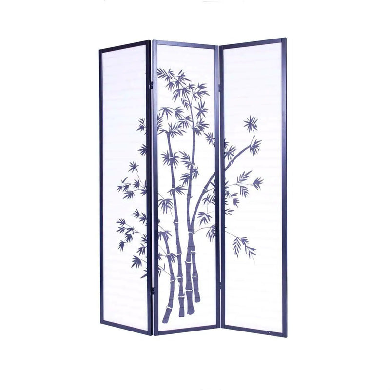 3-Panel Asian Shoji Screen Room Divider with Bamboo Print by HomePacific