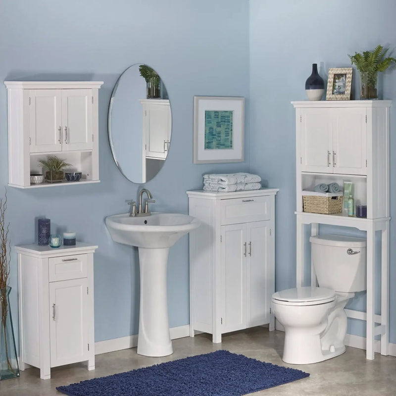 White Bathroom Wall Cabinet Cupboard with Open Shelf by HomePacific
