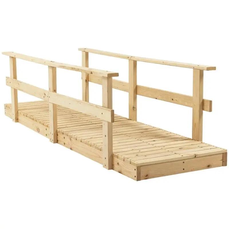 7 ft. Wooden Garden Bridge with Hand Rails in Natural Finish by HomePacific