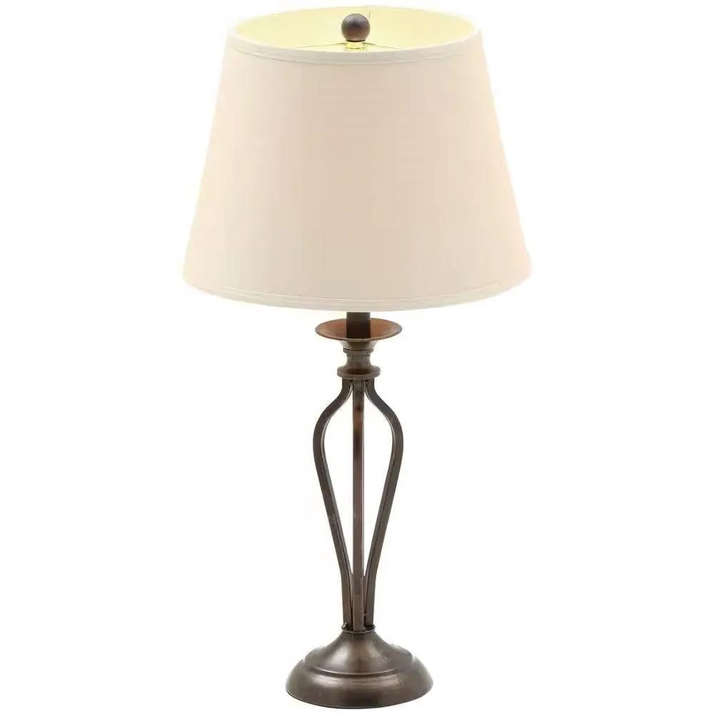 Traditional Bronze Metal Finish Table Lamp with Beige Linen Shade by HomePacific
