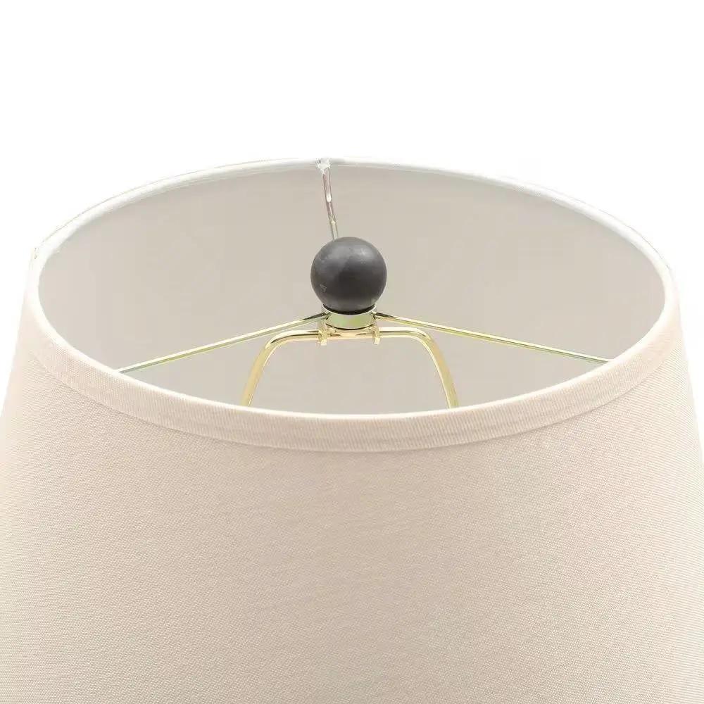 Traditional Bronze Metal Finish Table Lamp with Beige Linen Shade by HomePacific