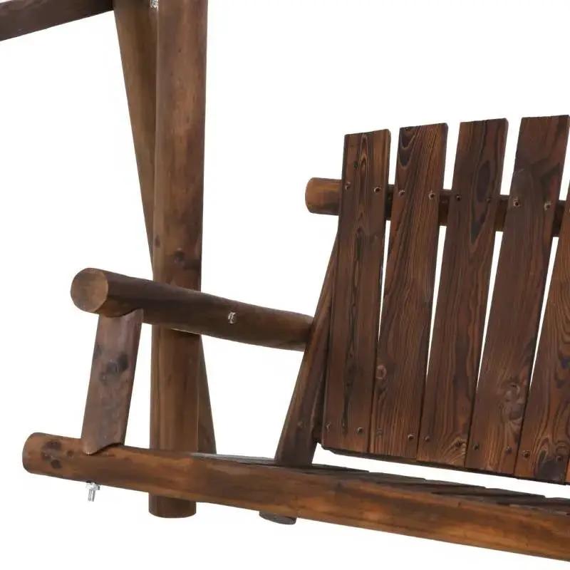 FarmHouse Log A-Frame 2-Seat Wooden Swing Bench by HomePacific