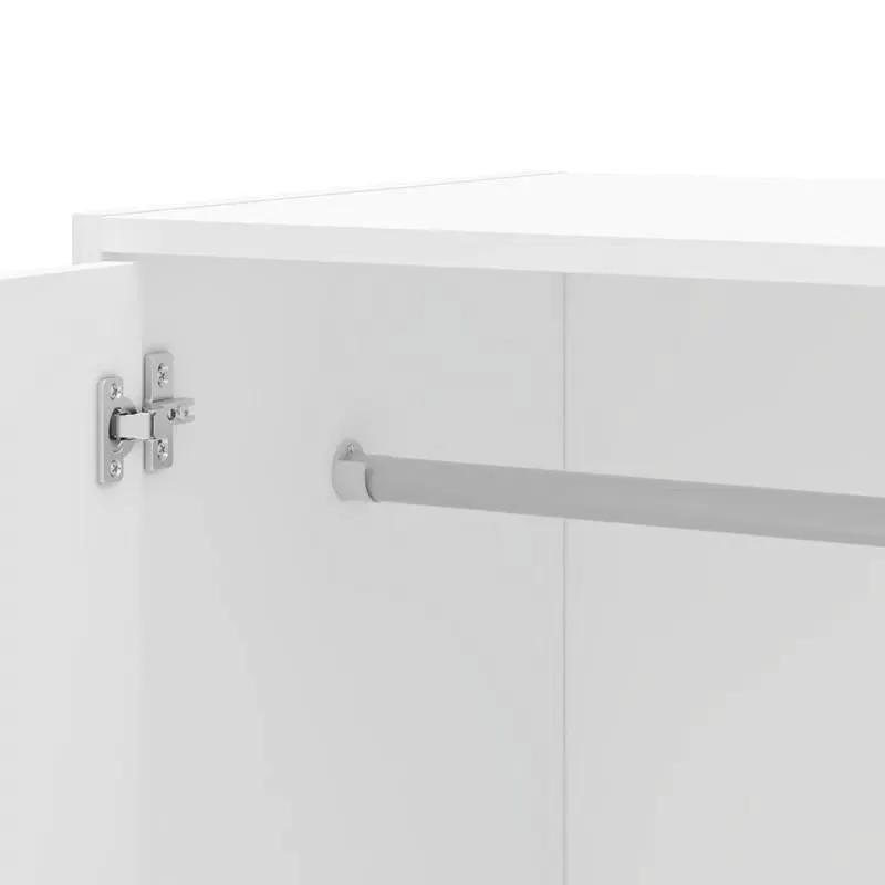 Modern White 2-Door Wardrobe Armoire Cabinet with Clothes Hanging Rod by HomePacific