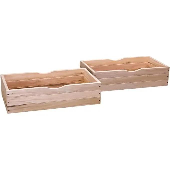Set of 2 - Solid Wood Rolling Storage Drawers for Under Bed - Made in USA by HomePacific