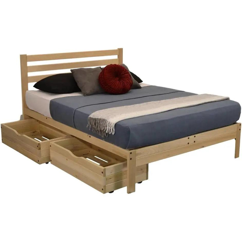 Set of 2 - Solid Wood Rolling Storage Drawers for Under Bed - Made in USA by HomePacific