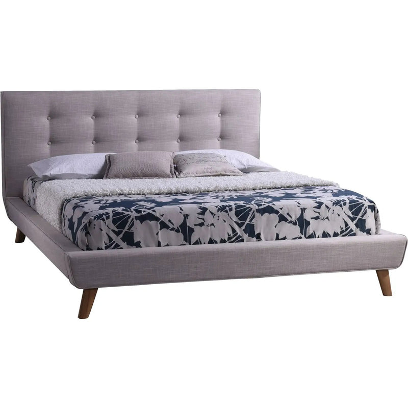Queen size Mid-Century Style Beige Upholstered Platform Bed by HomePacific