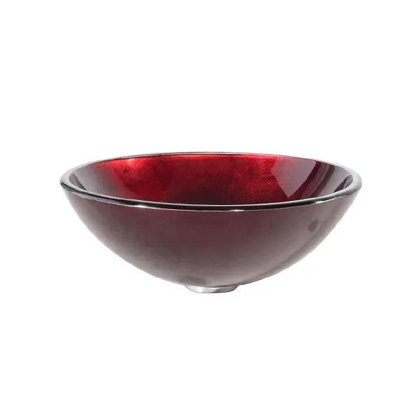 Round Red Tempered Glass Bowl Shape Vessel Bathroom Sink by HomePacific