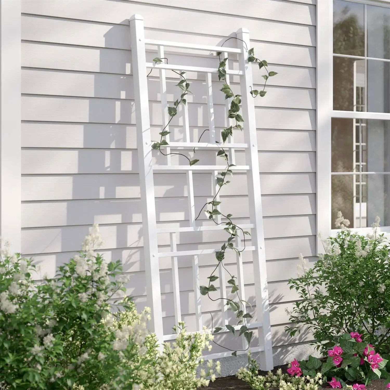 75-inch White Vinyl Outdoor Garden Trellis - Made in USA by HomePacific
