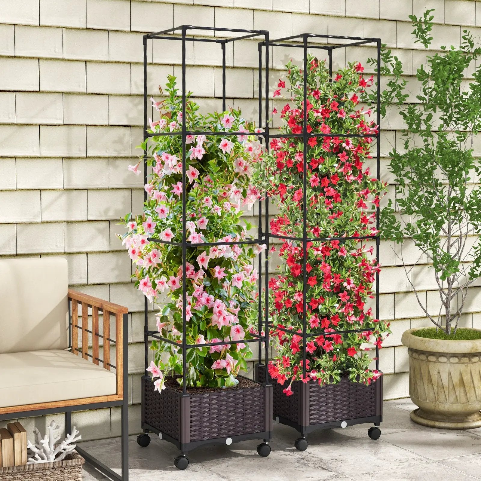 67 Inches Raised Garden Bed with Planter Box and Trellis by DirectDeals