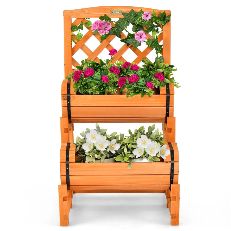 2-Tier Raised Garden Bed with Trellis and Planter Boxes by DirectDeals