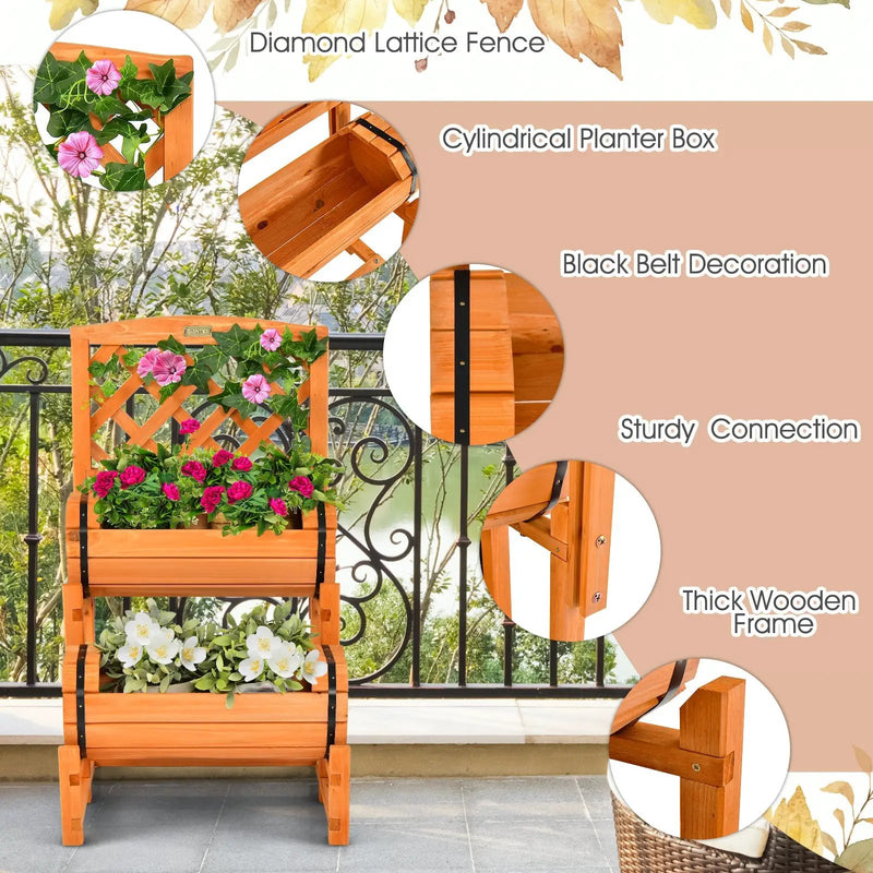2-Tier Raised Garden Bed with Trellis and Planter Boxes by DirectDeals