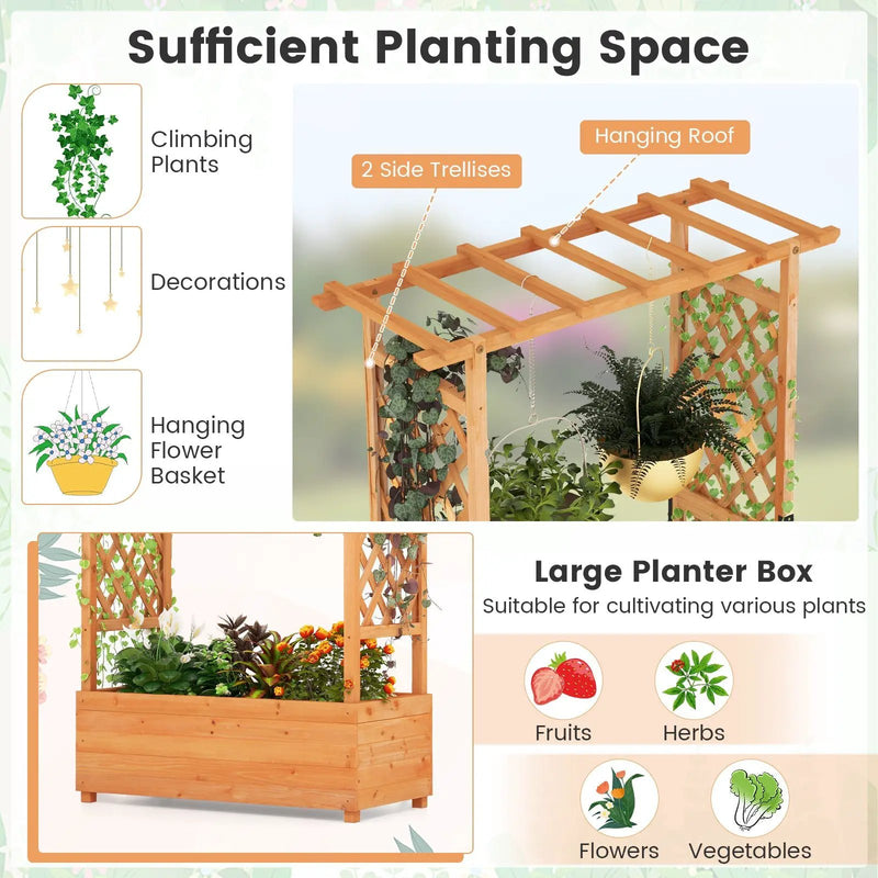 Raised Garden Bed with Arch Trellis-Orange by DirectDeals