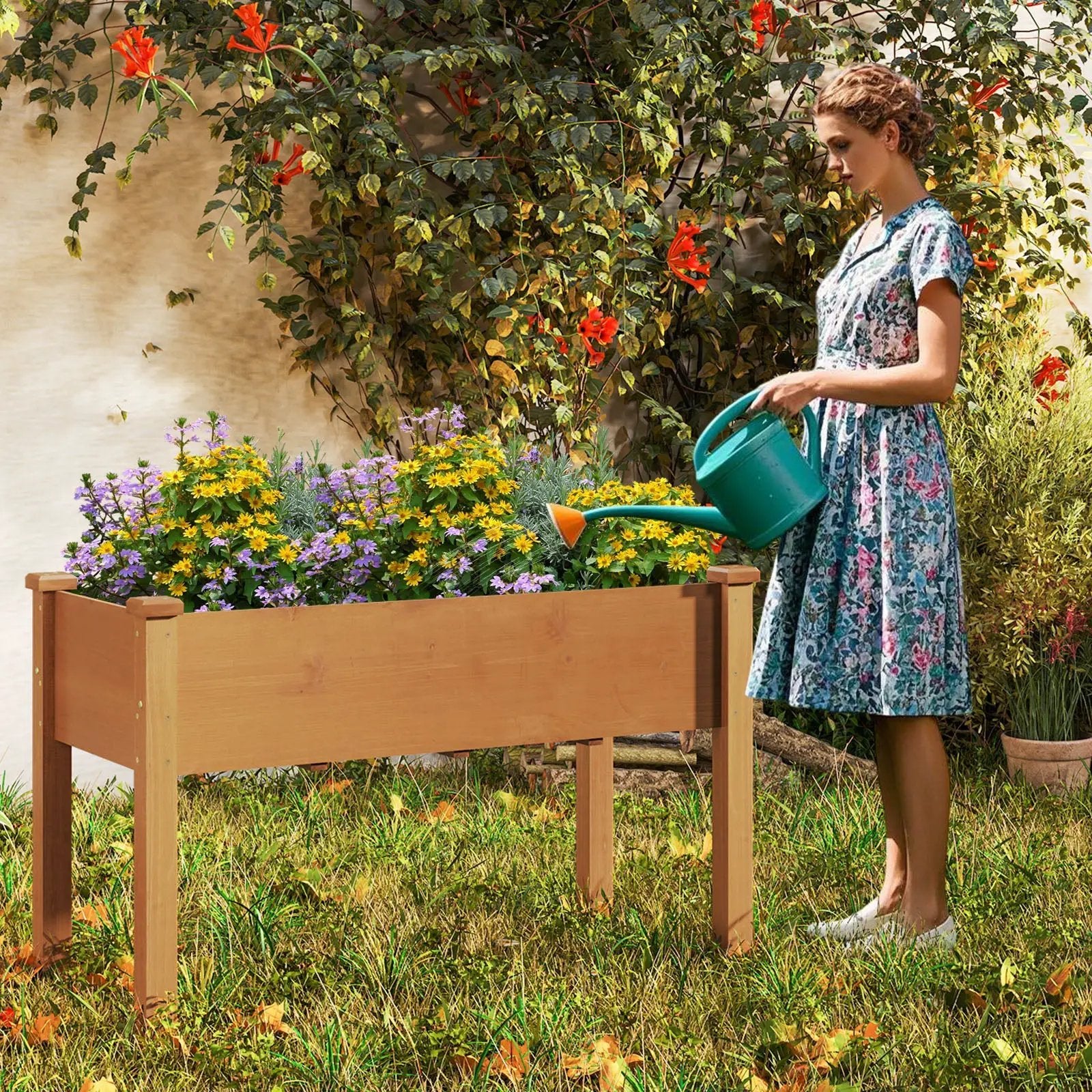 Raised Garden Bed with Legs and Drainage Holes for Backyard-Brown by DirectDeals