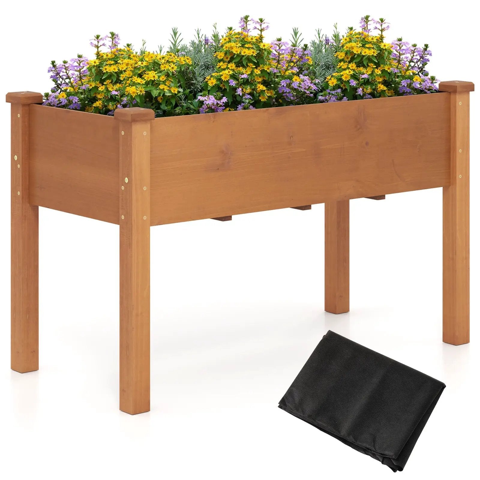 Raised Garden Bed with Legs and Drainage Holes for Backyard-Brown by DirectDeals