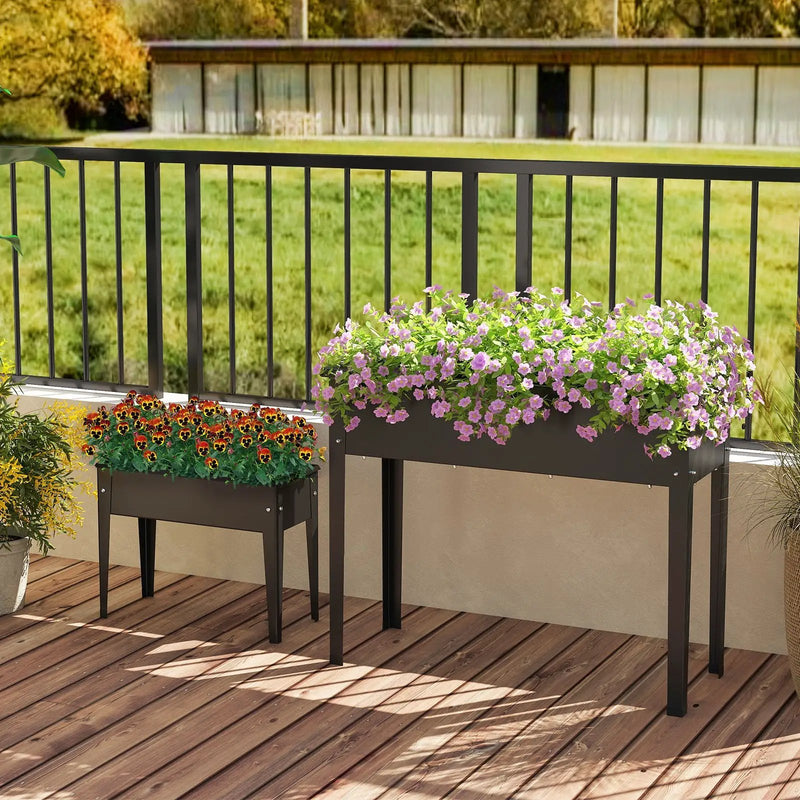 Raised Garden Bed Elevated Metal Planter Box with Legs Drainage Holes by DirectDeals