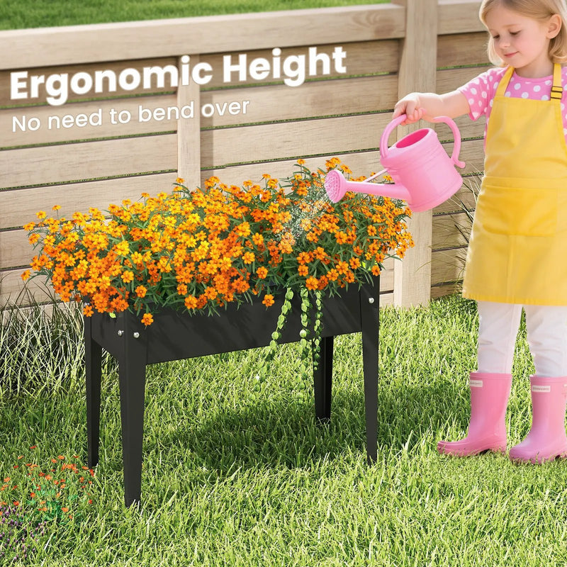 Raised Garden Bed Elevated Metal Planter Box with Legs Drainage Holes by DirectDeals