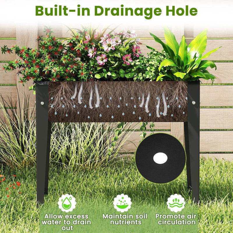 Raised Garden Bed Elevated Metal Planter Box with Legs Drainage Holes by DirectDeals