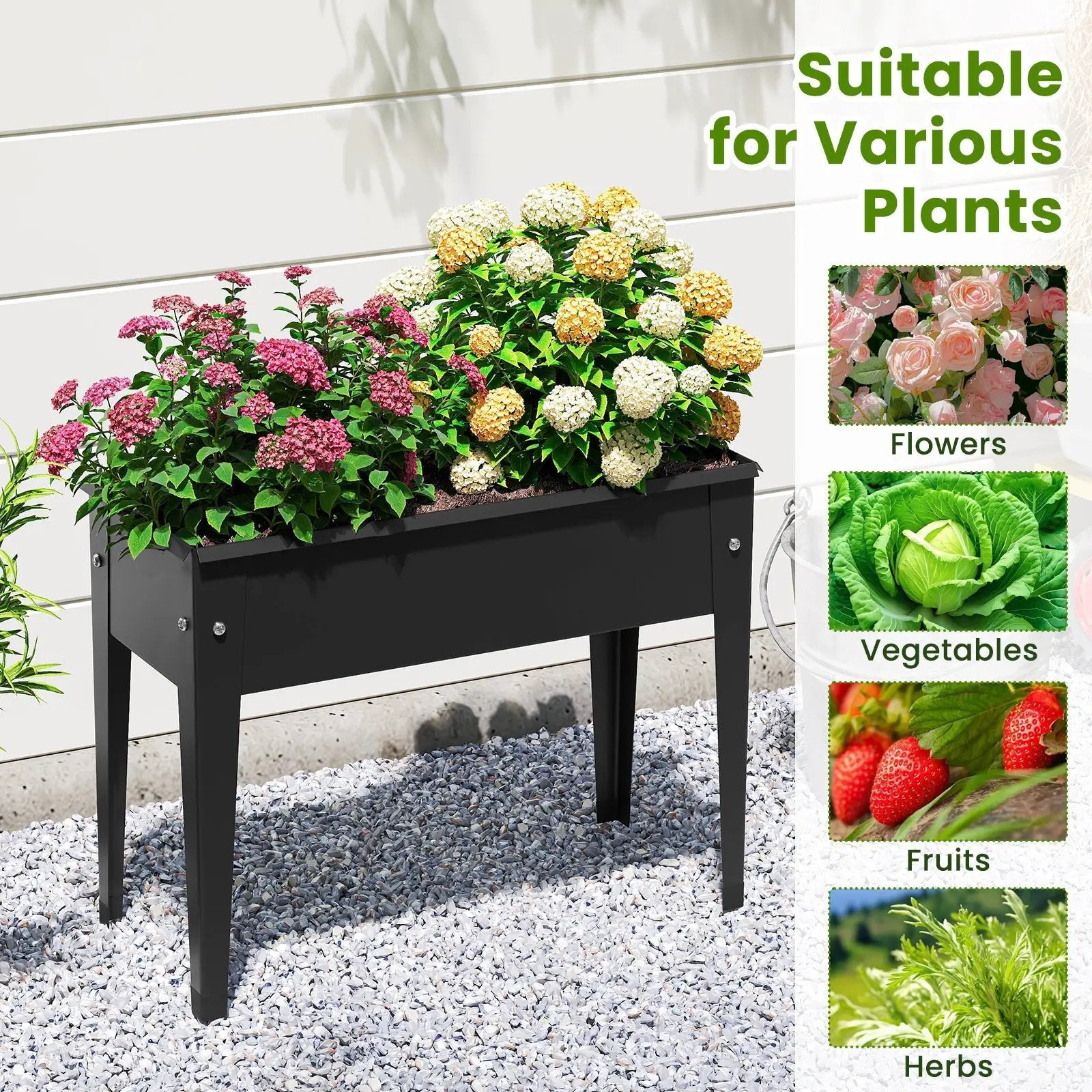 Raised Garden Bed Elevated Metal Planter Box with Legs Drainage Holes by DirectDeals