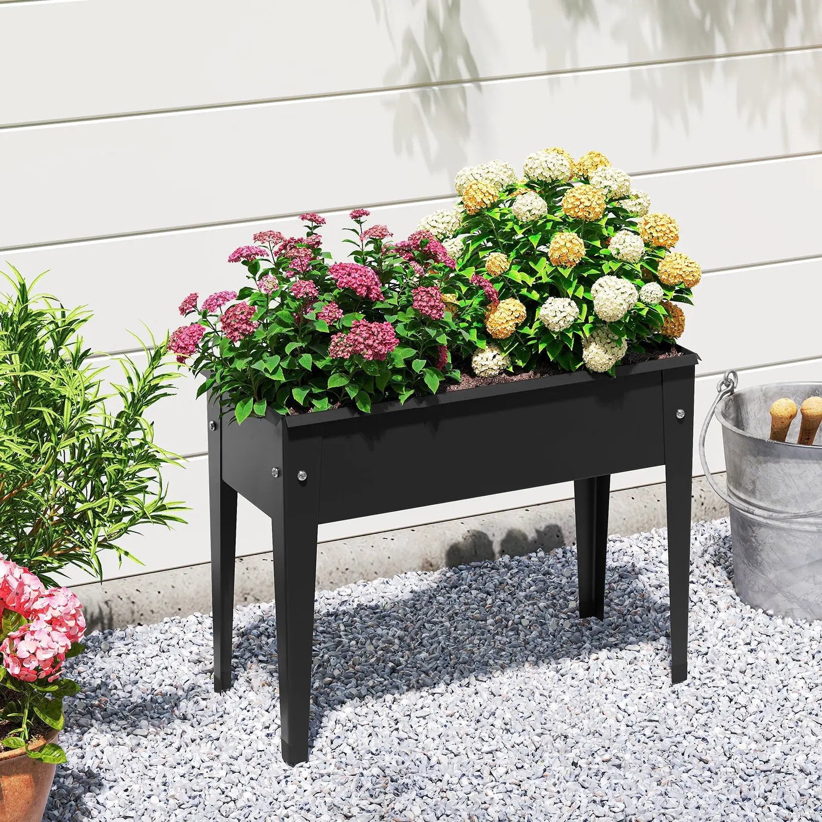 Raised Garden Bed Elevated Metal Planter Box with Legs Drainage Holes by DirectDeals