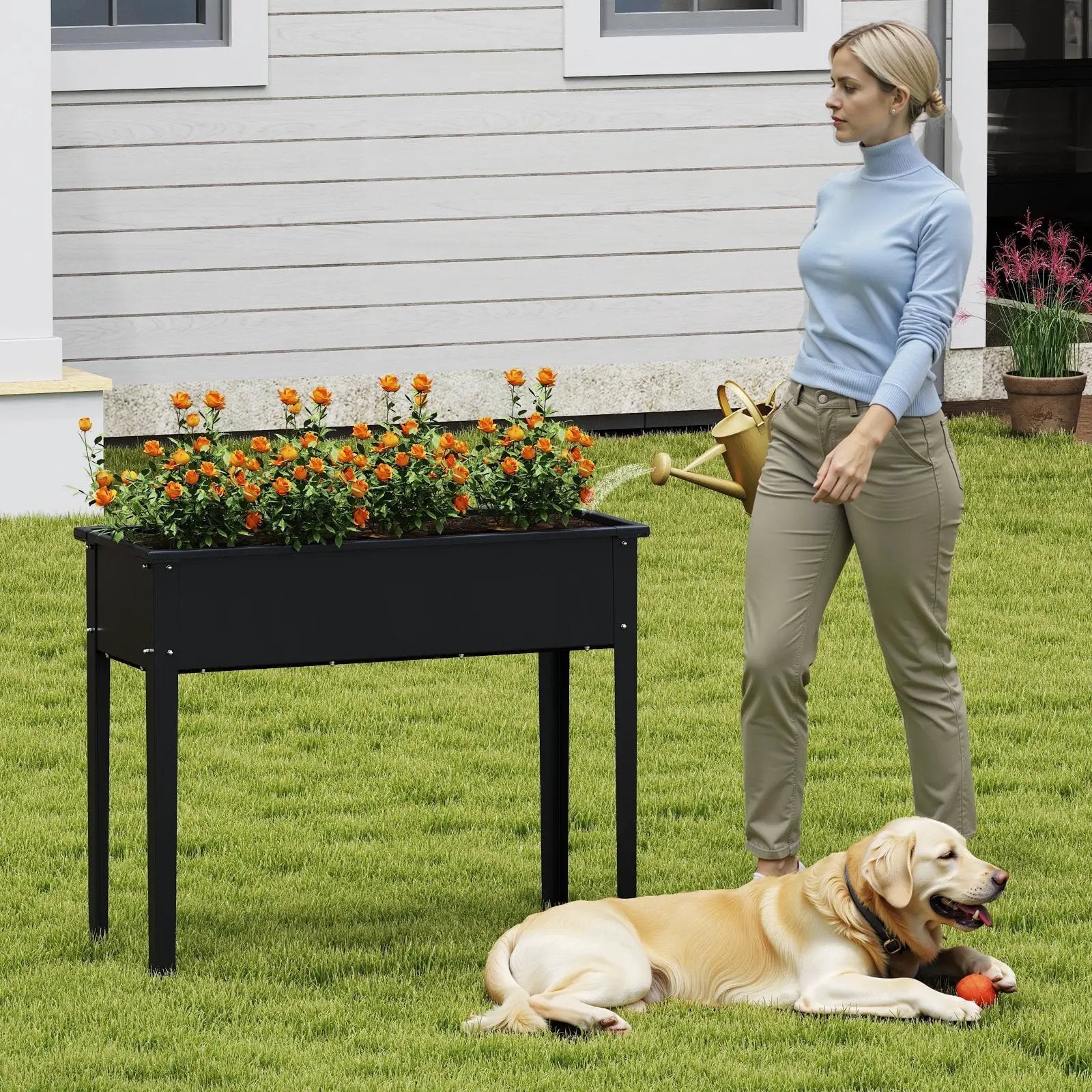 Raised Garden Bed Elevated Metal Planter Box with Legs Drainage Holes by DirectDeals