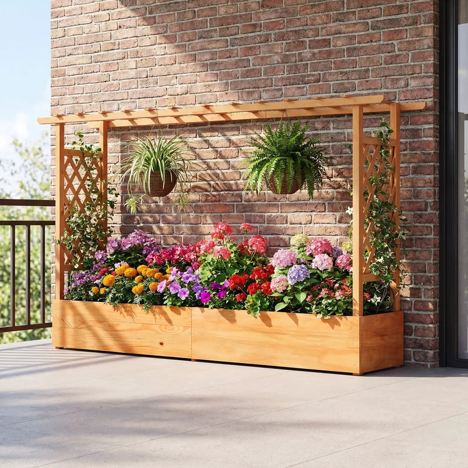 Raised Garden Bed Planter Box with Lattice Trellis Drainage Holes by DirectDeals