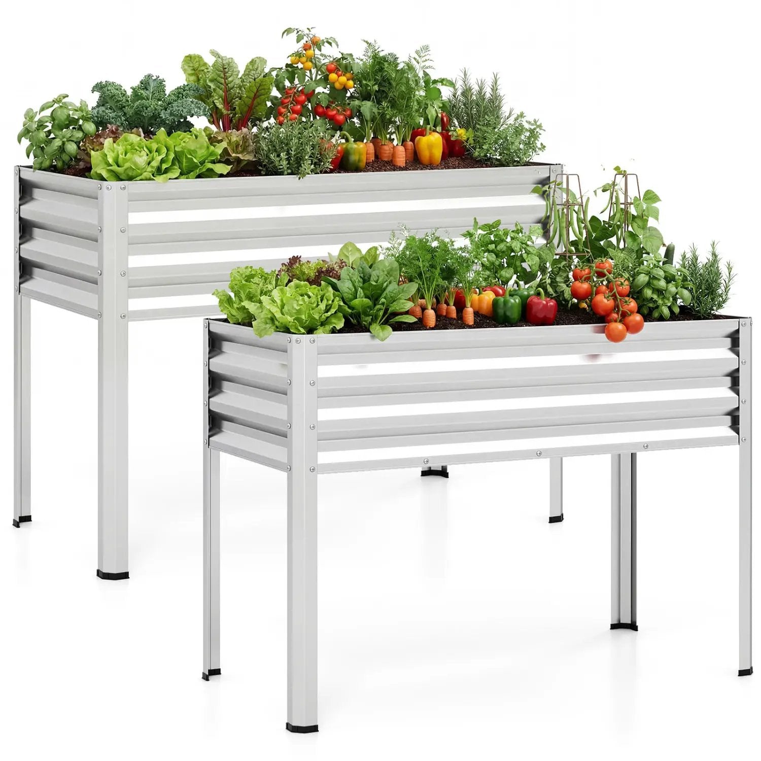 Raised Garden Bed Set of 2 Electro-Coating Metal Large Elevated Planter Box by DirectDeals
