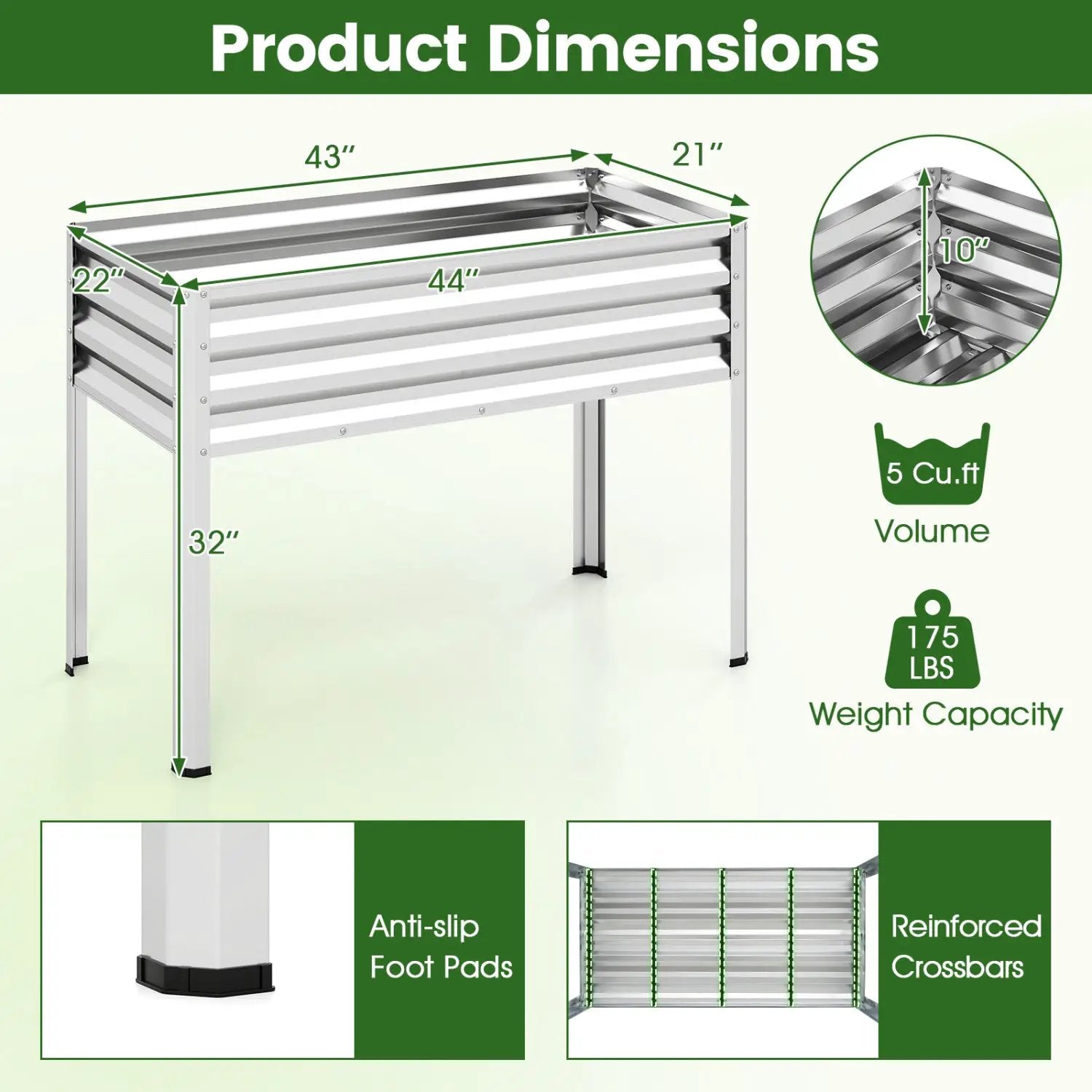 Raised Garden Bed Set of 2 Electro-Coating Metal Large Elevated Planter Box by DirectDeals