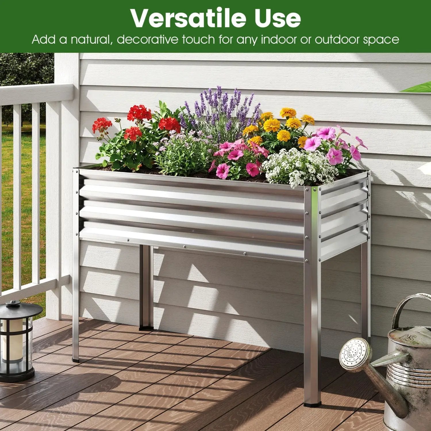 Raised Garden Bed Set of 2 Electro-Coating Metal Large Elevated Planter Box by DirectDeals