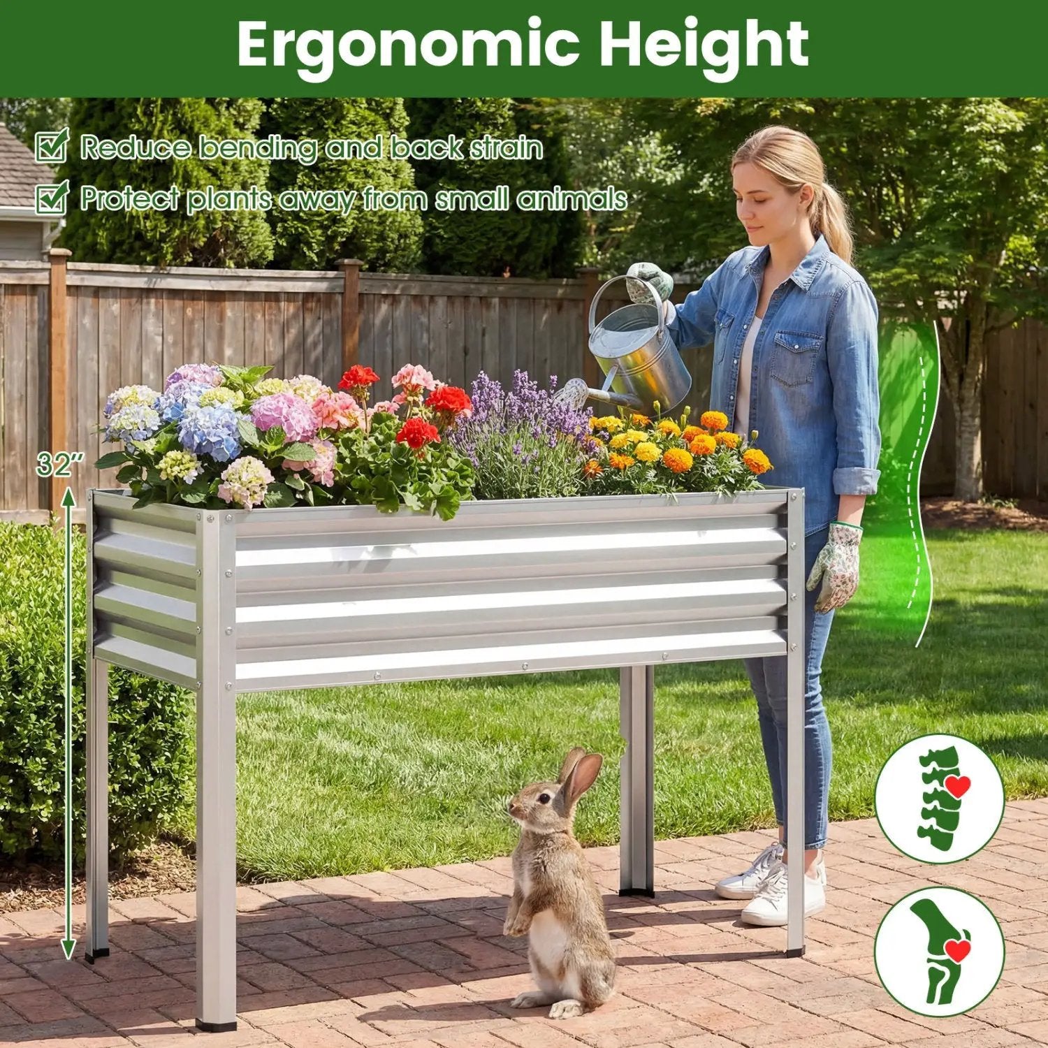 Raised Garden Bed Set of 2 Electro-Coating Metal Large Elevated Planter Box by DirectDeals
