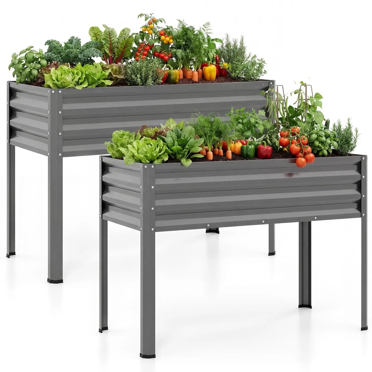 Raised Garden Bed Set of 2 Electro-Coating Metal Large Elevated Planter Box by DirectDeals