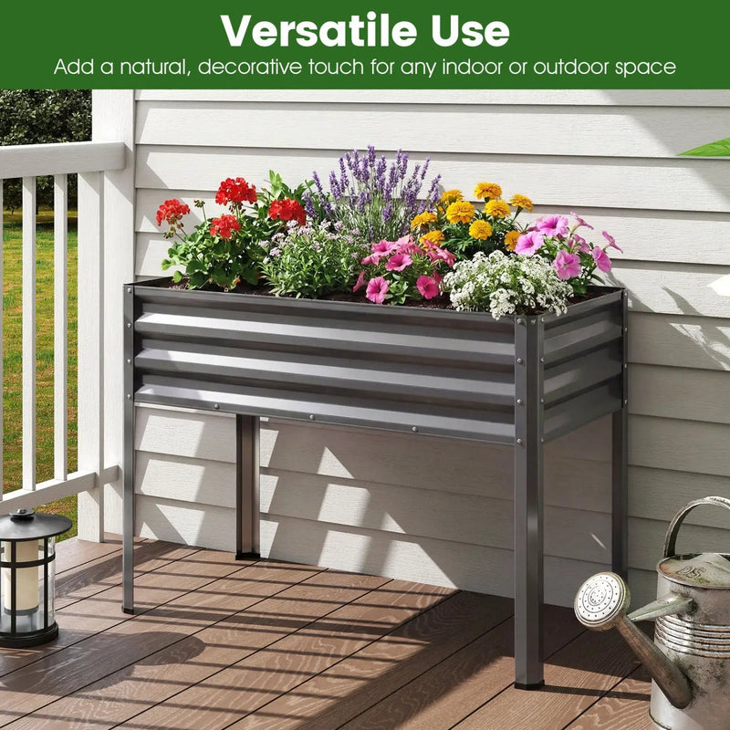 Raised Garden Bed Set of 2 Electro-Coating Metal Large Elevated Planter Box by DirectDeals