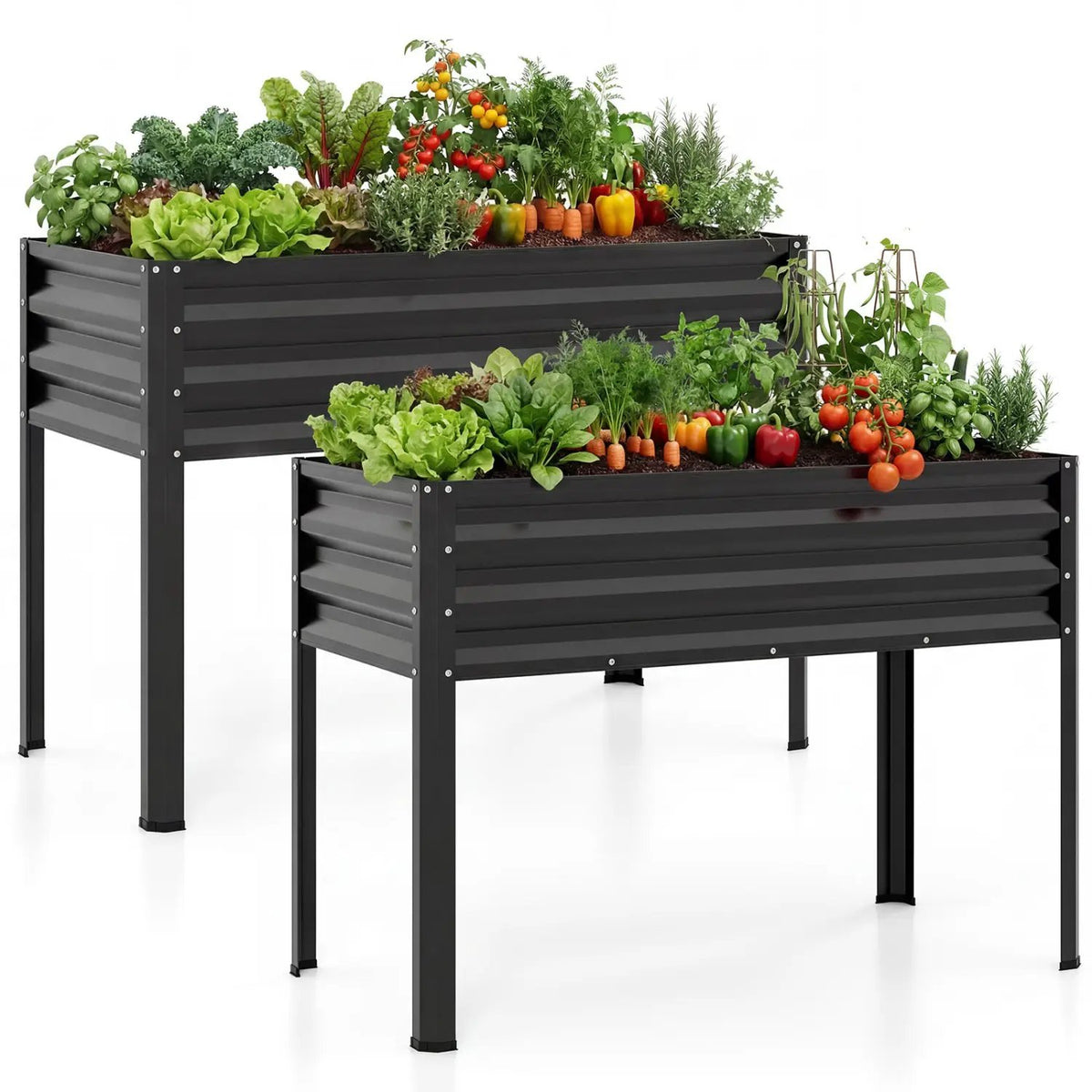 Raised Garden Bed Set of 2 Electro-Coating Metal Large Elevated Planter Box, photo 19 of 24