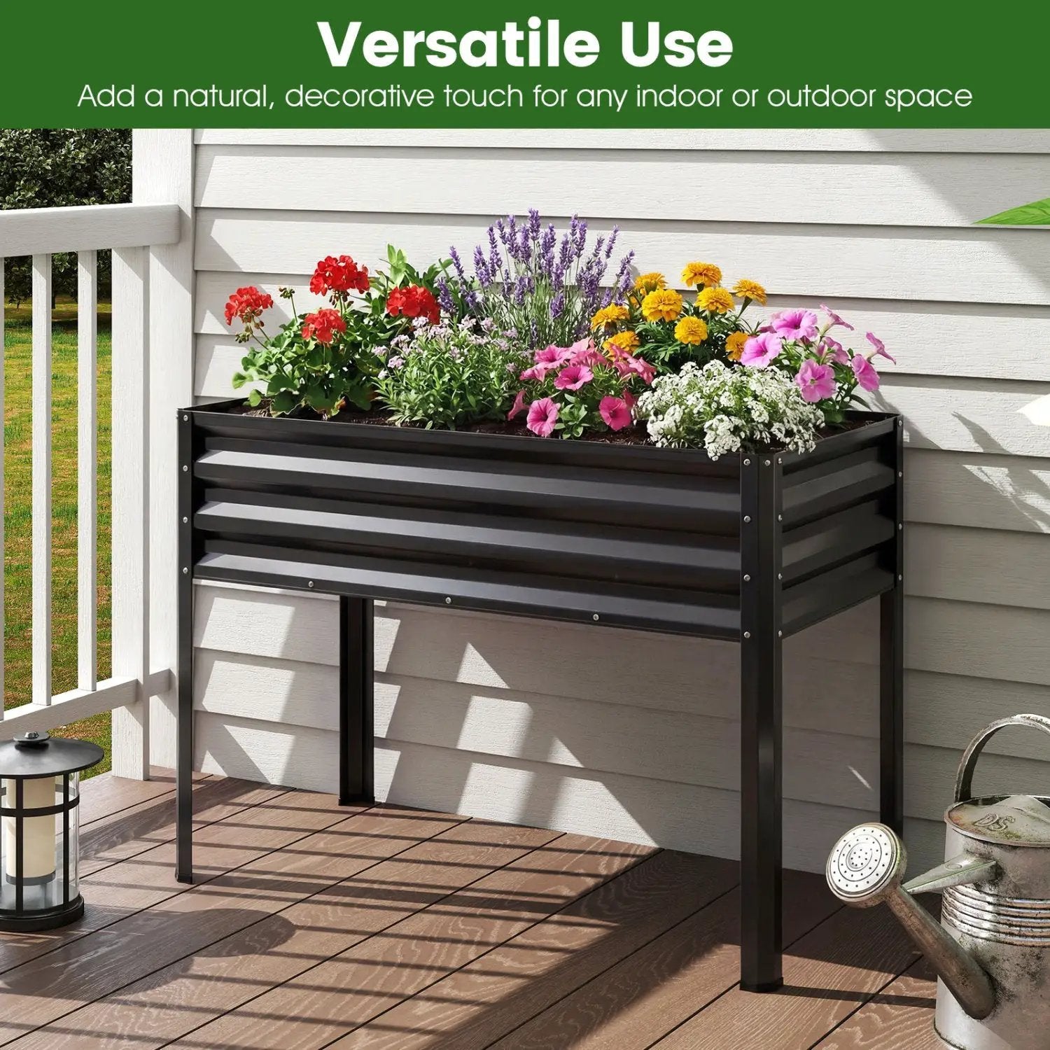 Raised Garden Bed Set of 2 Electro-Coating Metal Large Elevated Planter Box by DirectDeals