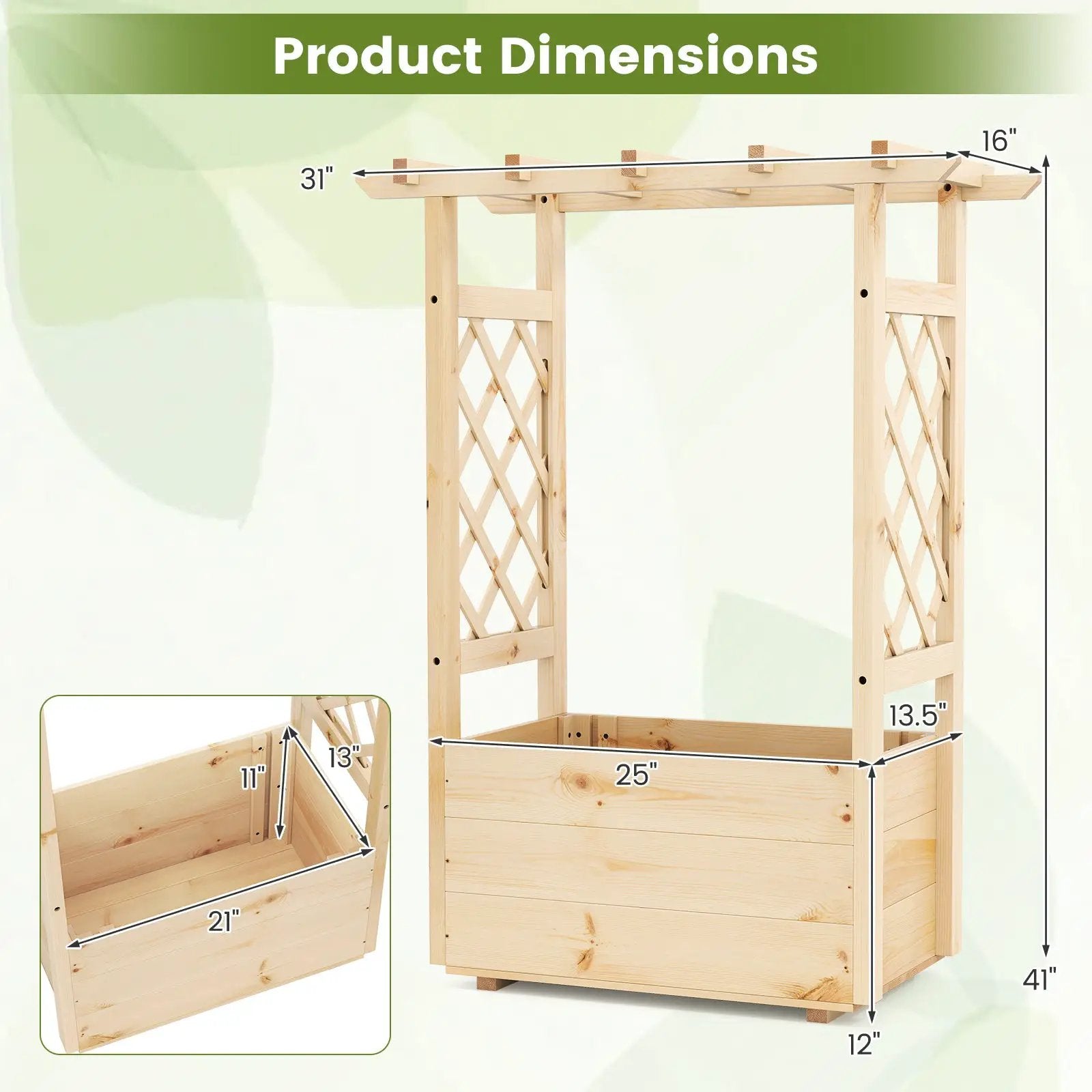 Raised Garden Bed Wooden Elevated Planter Box with Hanging Roof-S by DirectDeals