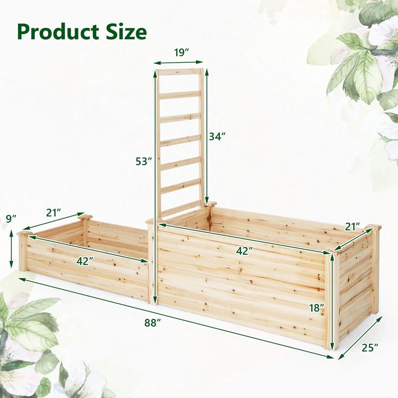 Raised Garden Bed with Trellis-Natural by DirectDeals