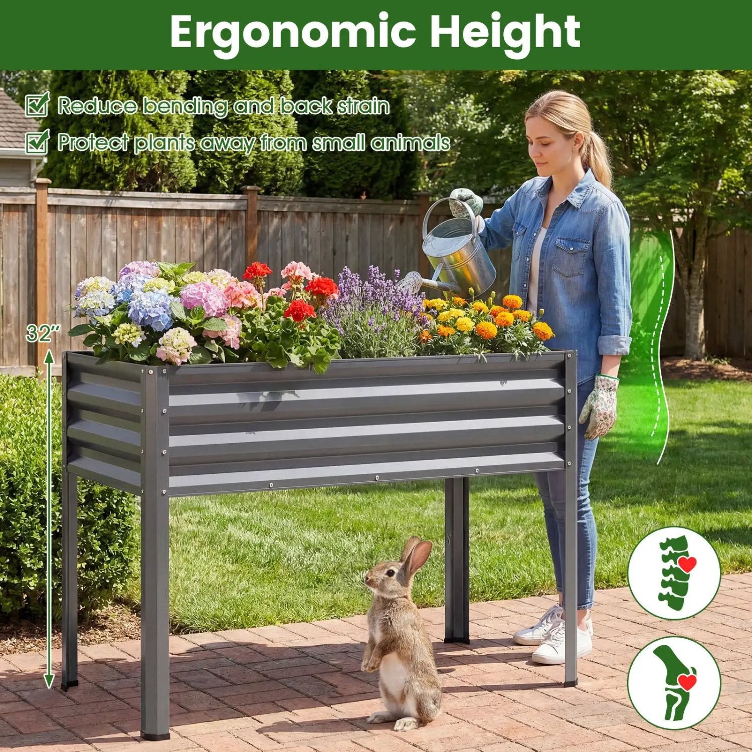 Raised Garden Bed with Legs Electro-Coating Metal Large Elevated Planter Box by DirectDeals