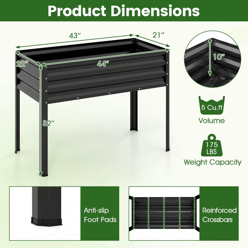 Raised Garden Bed with Legs Electro-Coating Metal Large Elevated Planter Box by DirectDeals