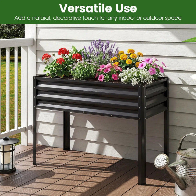 Raised Garden Bed with Legs Electro-Coating Metal Large Elevated Planter Box by DirectDeals