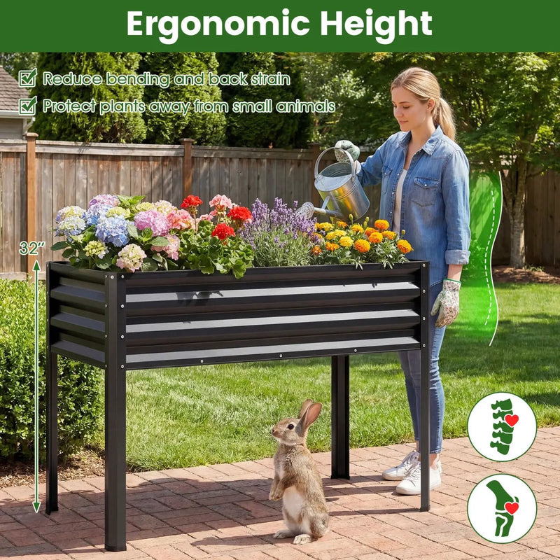 Raised Garden Bed with Legs Electro-Coating Metal Large Elevated Planter Box by DirectDeals
