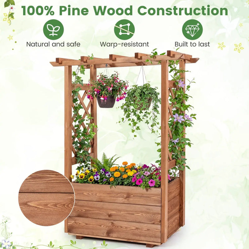Raised Garden Bed with Lattice Trellises with Hanging Roof Set of 2 by DirectDeals