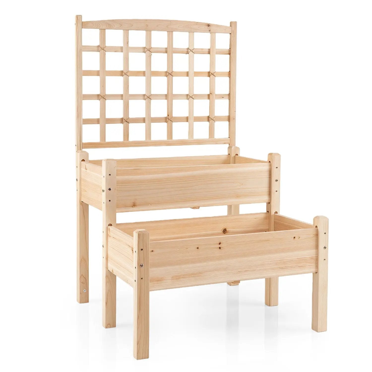 2-Tier Raised Garden Bed with Trellis for Climbing Plants by DirectDeals